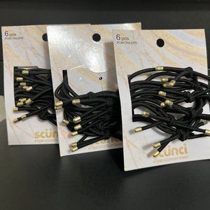 New 3Pk Scunci Assorted Ponytail Holder Each With 6pcs - Gold